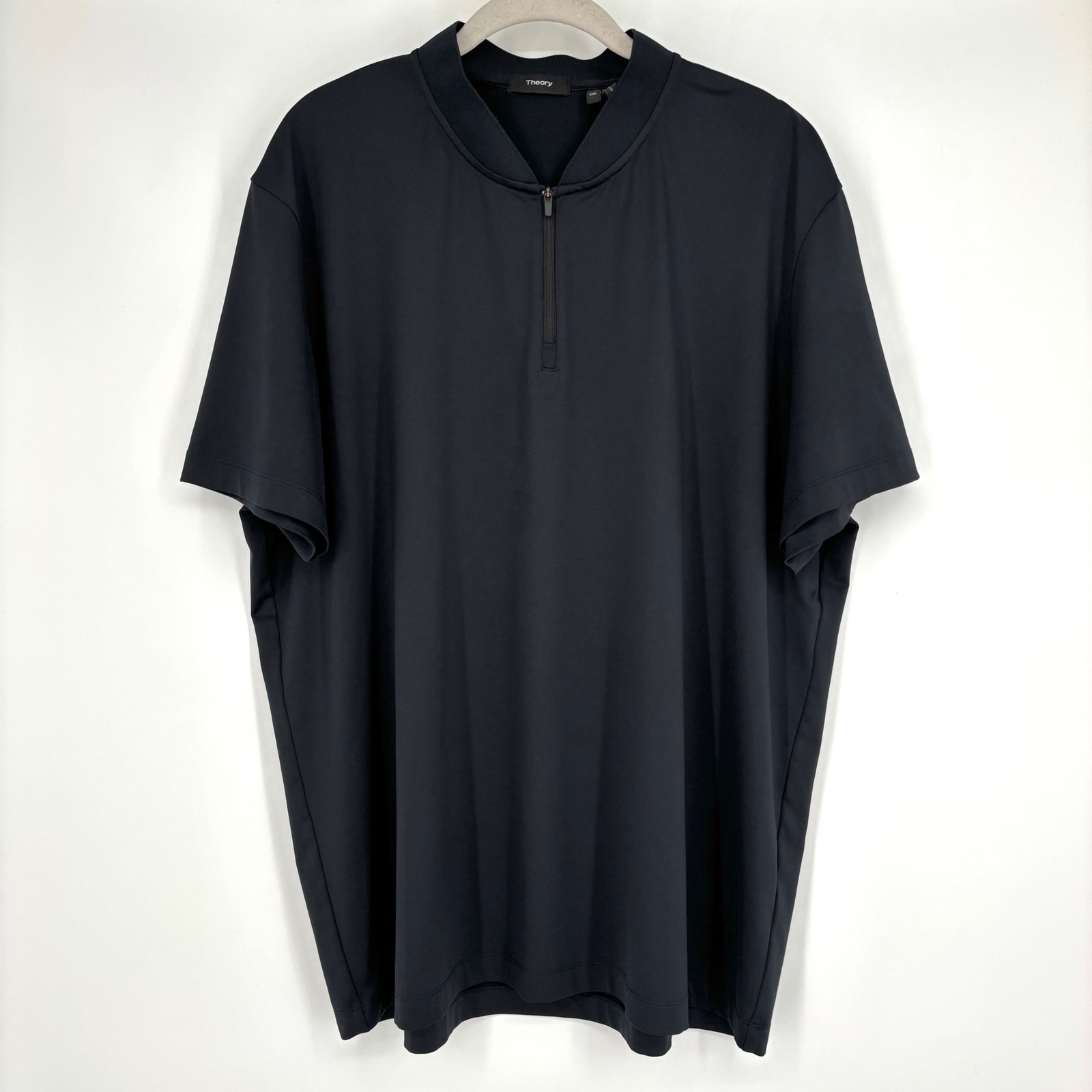 Theory Deuce Polo Zephyr Compact Quarter Zip Shirt Black Xxl Performance Fabric